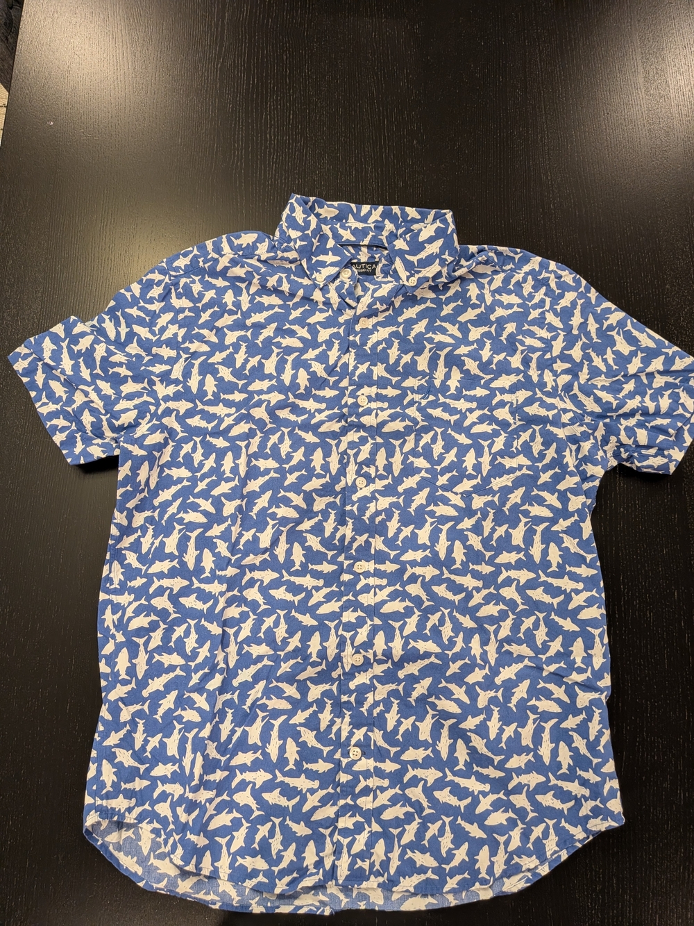 Nautica Blue Shark Print Short Sleeve Shirt - Picture 7 of 10